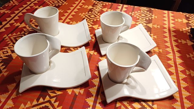 Juego café porcelana blanca - 4 tazas