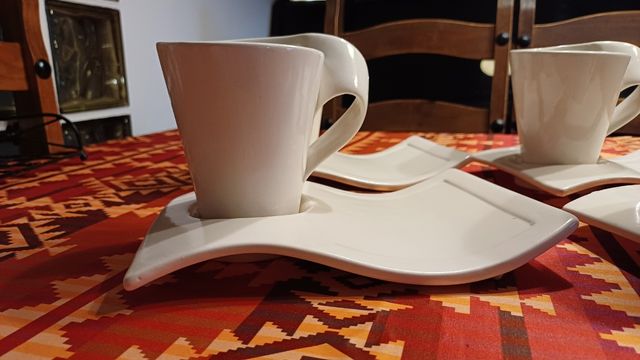 Juego café porcelana blanca - 4 tazas