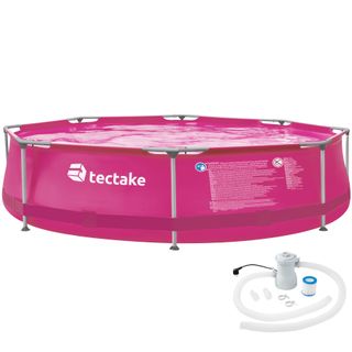 Piscina desmontable redonda con filtro depurador Ø 300 x 76 cm rosa