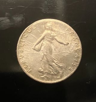 MONEDA PLATA CINCUENTA CENTIMOS 1917 FRANCIA