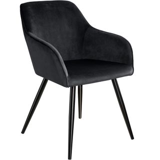 Silla de comedor MARILYN aterciopelada, patas negras negro