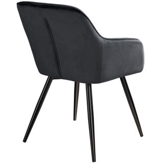 Silla de comedor MARILYN aterciopelada, patas negras negro