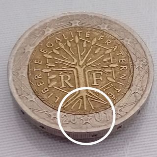 Moneda 2€ Francia 2002 con error de acuñación en