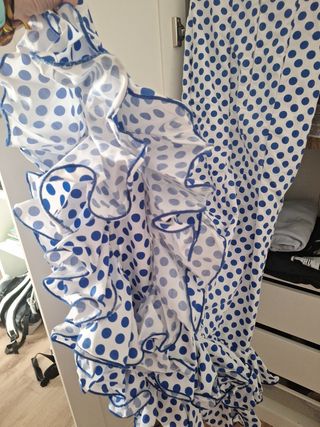Traje Flamenca lunares azul blanco