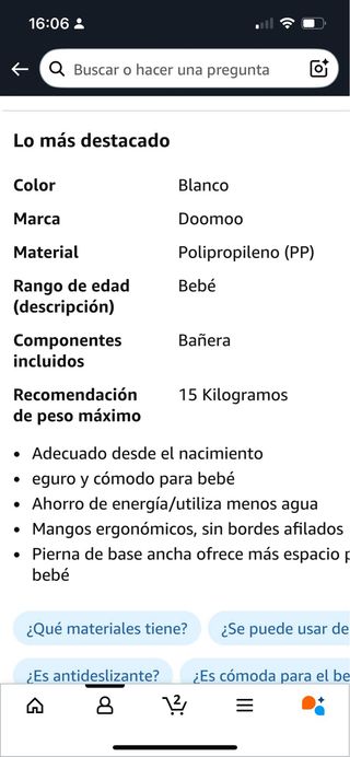 Bañera bebé Doomoo - simula el vientre materno