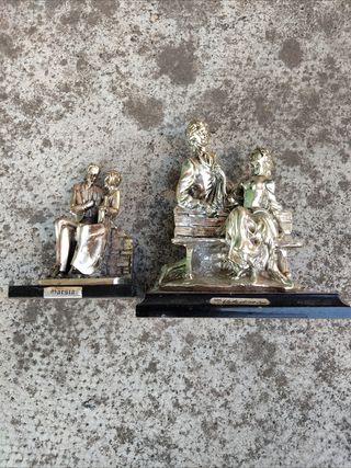 2 Statuette metallo Argento - Marsia & Valentino