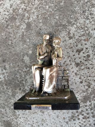 2 Statuette metallo Argento - Marsia & Valentino