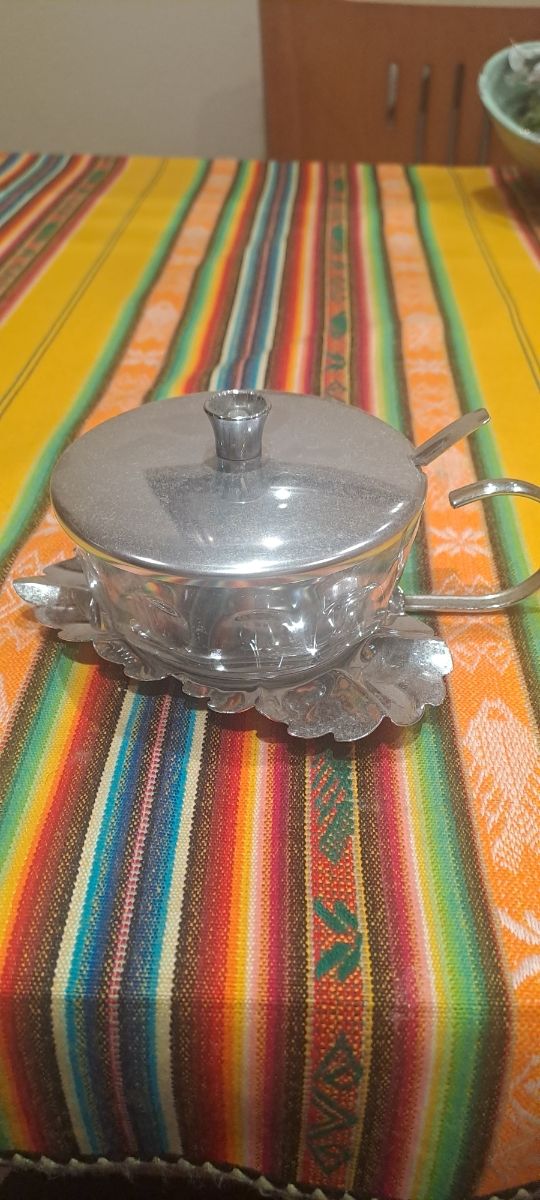 Azucarero metálico vintage
