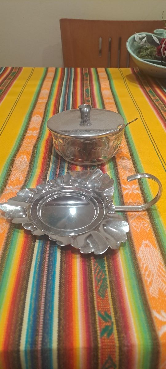 Azucarero metálico vintage