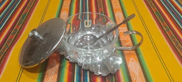 Azucarero metálico vintage