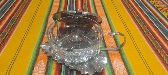 Azucarero metálico vintage