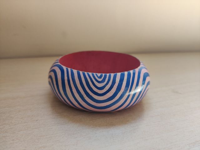 Pulsera de madera azul y rosa