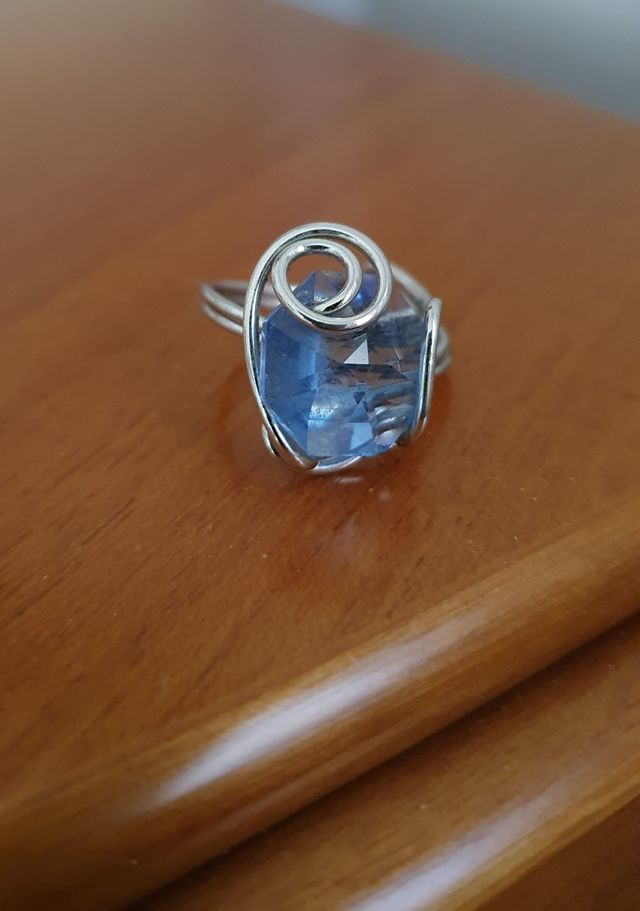 Anello donna in acciaio, artigianale con Swarovski