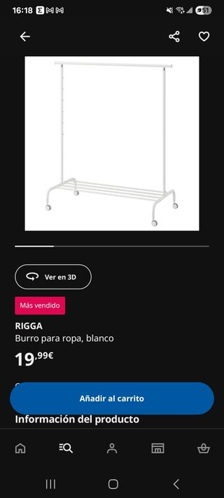 Perchero RIGGA Ikea blanco