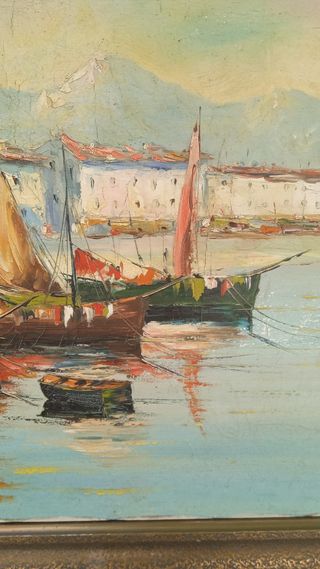 Cuadro óleo pintura Marina mar mediterráneo retro