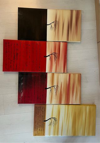 4 Quadri paesaggistici - Olio acrilico