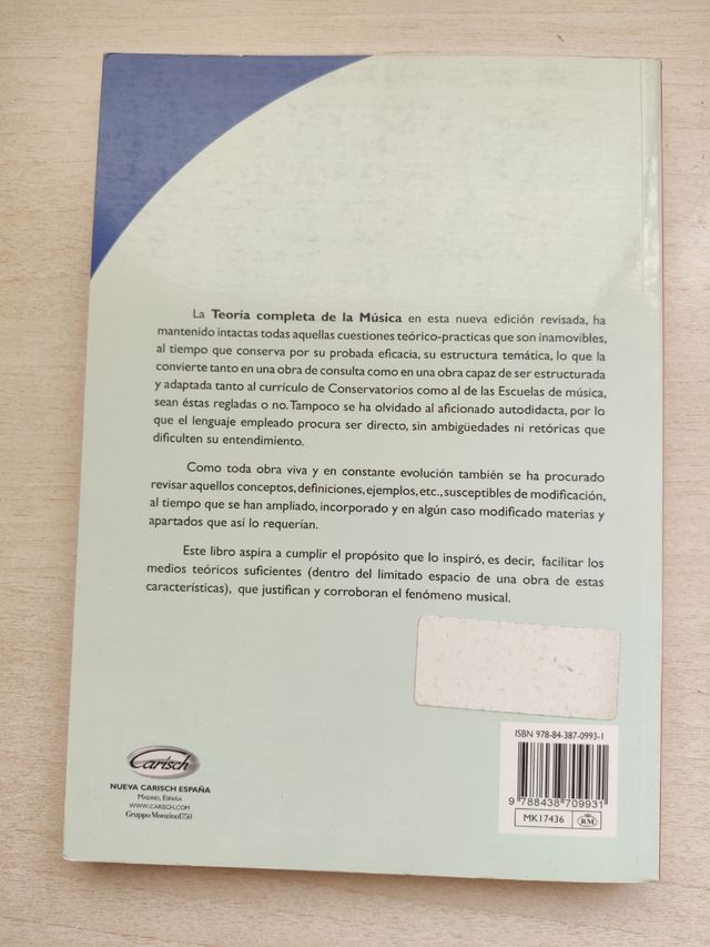 TEORIA COMPLETA DE LA MUSICA VOL.1 (Edicion rev...