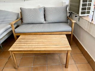 Set de exterior y jardín de madera con cojines 