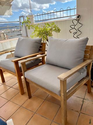 Set de exterior y jardín de madera con cojines 