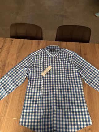 Camisa cuadros azul y blanco
