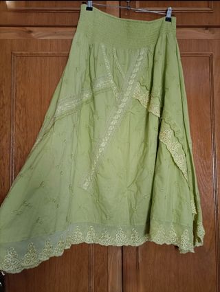 Falda Michel Bustos verde pistacho boho Chic T50
