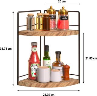 Estantería Esquinera 2 Niveles - Madera Metal