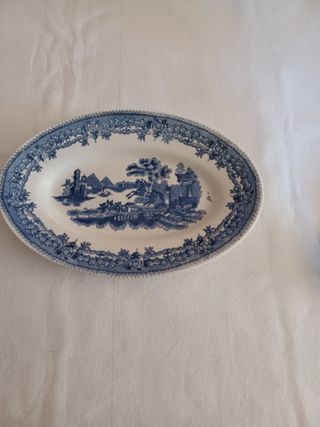 Travessa porcelana azul e branca