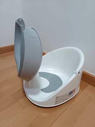 Asiento bañera bebé - blanco y gris