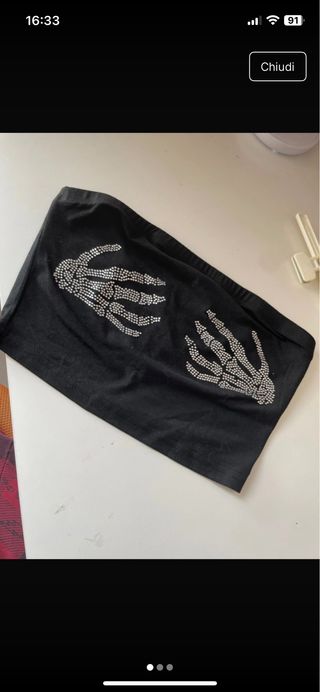 Top nero a fascia ossa