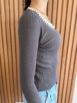 Jersey canalé gris