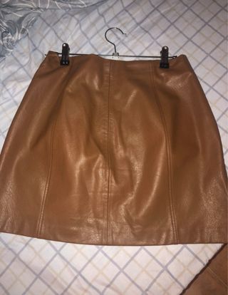 Falda marrón polipiel - Talla L
