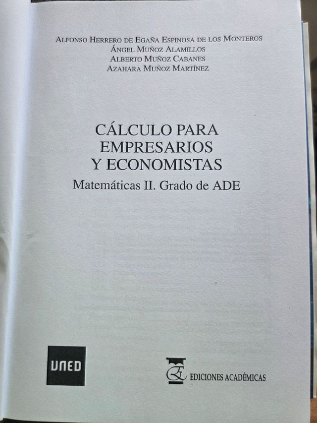 Cálculo para empresarios y economistas. matemát...