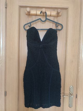 Vestido fiesta negro, Mango, talla M