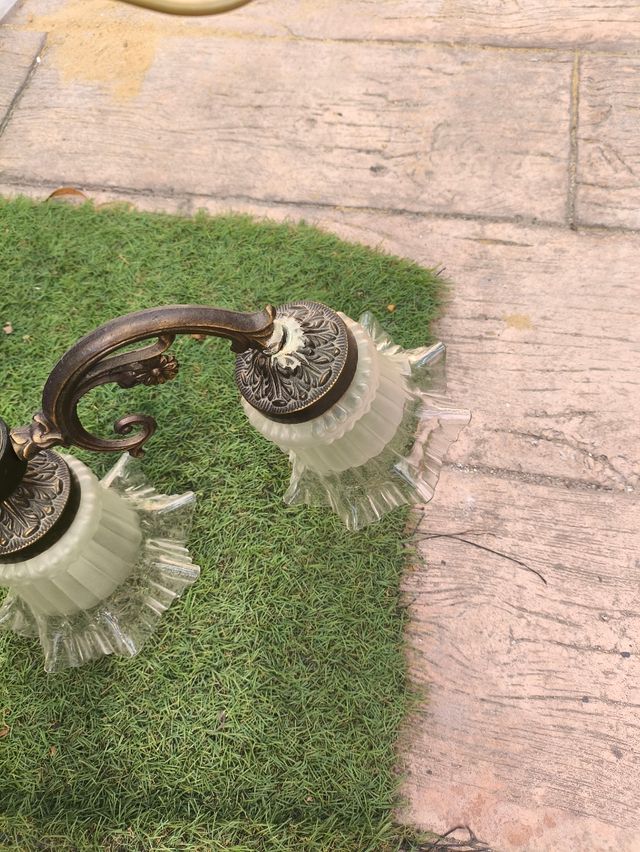 Lámpara bronce araña antigua 4 brazos