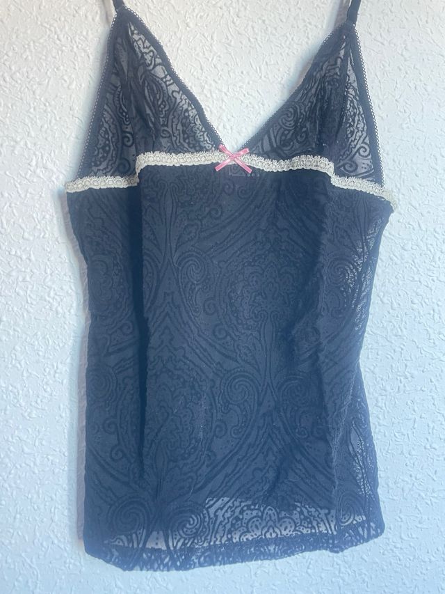 Top negro transparente encaje