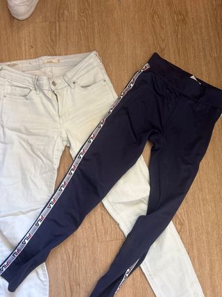 2 Pantalones: Blanco y Azul Marino XS