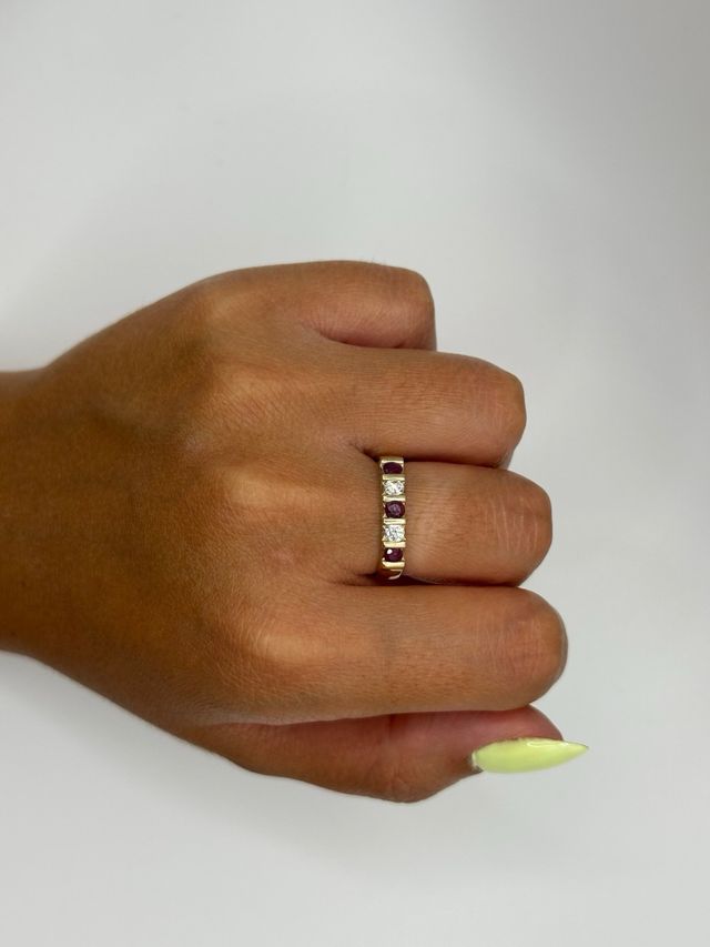 Anillo oro 18k | Rubíes y diamantes