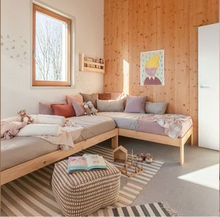 Cama 105cm madera - colchón beige