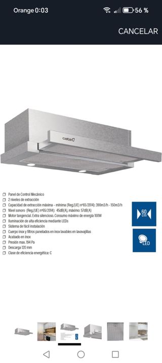 Campana Cata 60cm - Extractora
