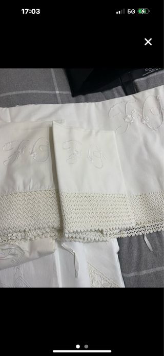 Juego cama 1'35 blanco algodón