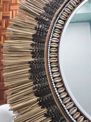 Espejo boho Irene - fibras & plumas