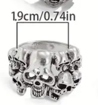 Anillo Calaveras Plata - 19mm