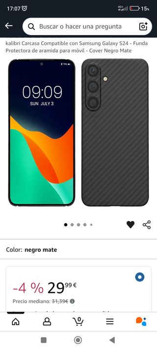 Funda Kalibri Samsung S24 - Negra NUEVA