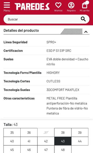 Zapatillas Paredes Seguridad (LLEVO A DOMICILIO)