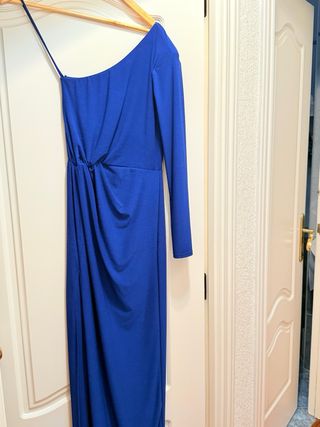Vestido azul largo asimétrico 