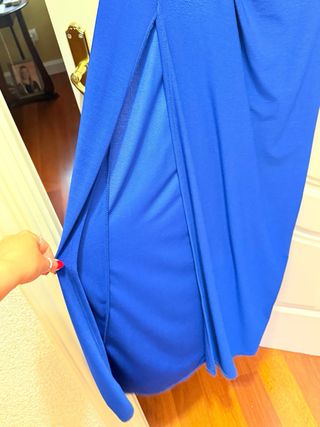 Vestido azul largo asimétrico 