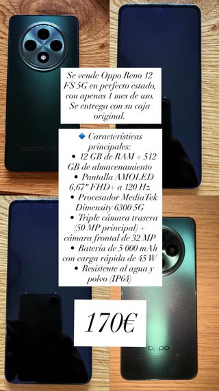 Oppo Reno 12 FS 5G - 12 GB+512 GB - Come nuovo