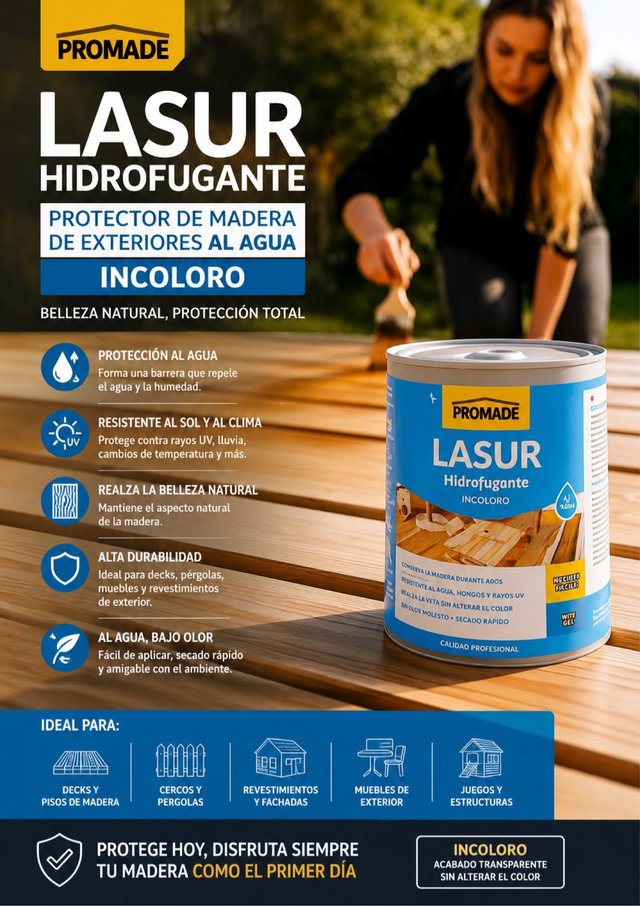 Lasur incoloro al agua (750ml)