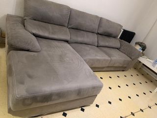 Divano chaise longue grigio - microfibra