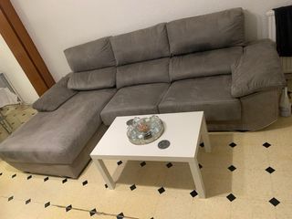 Divano chaise longue grigio - microfibra